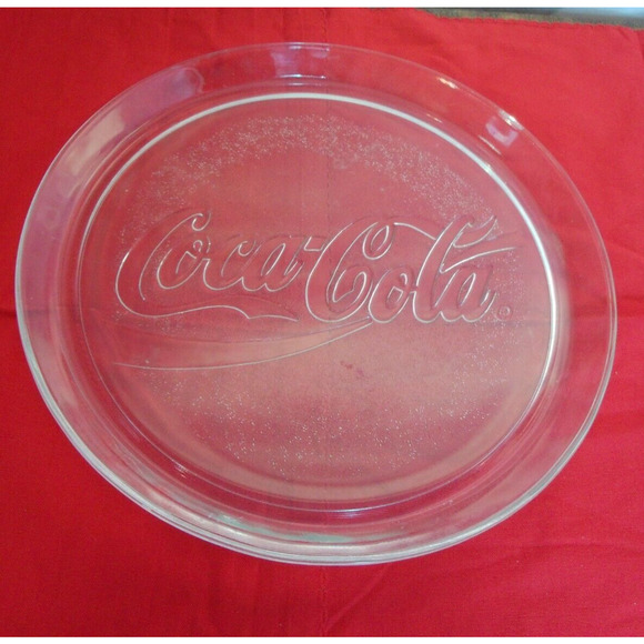 1990‎ COCA-COLA Clear Glass Embossed ~13 inch ~ Round Serving Tray Platter Plate - Picture 1 of 4